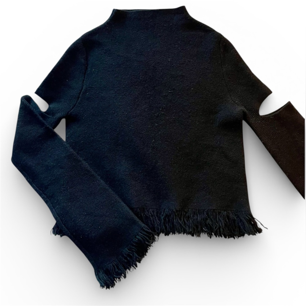 Zoe Jordan Cashmere Size Small Black Split/Sleeve Sweater